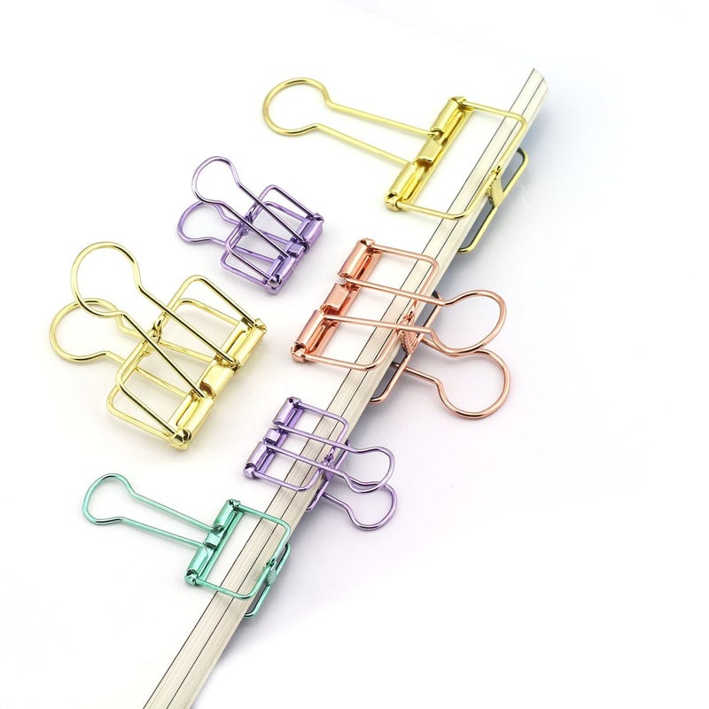 RuiLing 40-Pack Multi-purpose Metal Wire Binder Clip Set,20pcs 2.25 Inch & 20pcs 1.57 Inch Paper Metal Clips,for Home Office Supplier School Accessories - Gold - Image 3